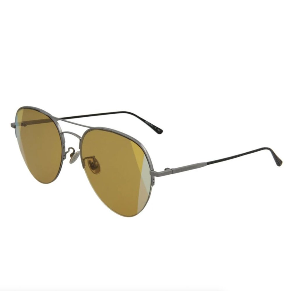 Bottega Veneta Men's Silver and Orange Aviator Metal Sunglasses!